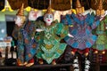 Traditional handicraft puppets are sold in a market at Mandalay, Myanmar Royalty Free Stock Photo