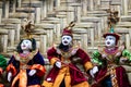 Traditional handicraft puppets are sold in a market at Mandalay, Myanmar Royalty Free Stock Photo