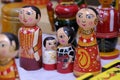 Traditional handmade Colorful toys made from wood, wooden toys, family, selective focus