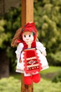 Traditional handmade doll - red dress Royalty Free Stock Photo