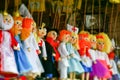 Traditional handmade wooden doll puppets in Prague