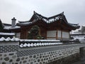 Hanok House covered with snow in Seoul, Korea