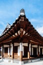 Traditional Hanok style Korean House. Wooden Korean house roof Royalty Free Stock Photo