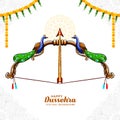Traditional happy dussehra watercolor bow and arrow celebration card background
