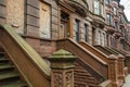 Traditional Harlem Neigborhood in New York City, USA. Similar Style Brownstone Detached Houses in a Row Royalty Free Stock Photo