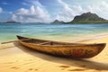 Traditional Hawaiian canoe on the beach. Generate ai Royalty Free Stock Photo
