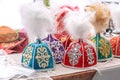 Traditional headdresses for girls of Kazakhstan and Central Asia with feathers are sold