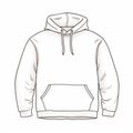 Traditional Heavy Line Work Illustration Of White Hoodie