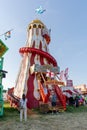 Traditional Helter Skelter ride at The Hoppings funfair or fairground Newcastle upon Tyne, UK