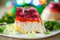 Traditional herring under boiled vegetables Royalty Free Stock Photo