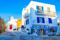 Art shop commercial street f Chora Mykonos Cyclades Greece Royalty Free Stock Photo