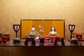 Traditional hina doll decorated in March in Japan. Royalty Free Stock Photo