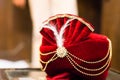 Traditional hindu head dress worn by groom