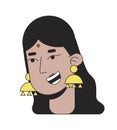 Traditional hindu woman smiling 2D linear cartoon character head