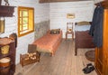 traditional historical bedroom interior in a timbered cottage from the 19th century in central europe