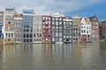 Traditional historical dutch houses at the waterfront in the cit