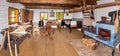 traditional historical living room interior in a timbered cottage from the 19th century in central europe