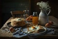 traditional holiday meal for breakfast in house pancake day