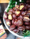 Traditional Holiday Street Food, Chestnuts, Hot Roasted Chestnuts, NYC, NY, USA