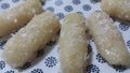 Traditional sweets cham cham served in a white plate, selective focus Royalty Free Stock Photo
