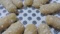 Traditional sweets cham cham served in a white plate, selective focus Royalty Free Stock Photo