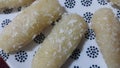 Traditional sweets cham cham served in a white plate, selective focus Royalty Free Stock Photo