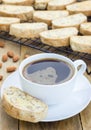 Traditional homemade biscotti with almond and cup of coffee Royalty Free Stock Photo