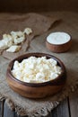Traditional homemade cottage cheese with sour