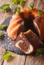 Traditional Homemade Marble Cake - Gugelhupf closeup. Vertical Royalty Free Stock Photo