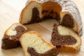 Traditional homemade marble cake. Sliced marble bundt cake Royalty Free Stock Photo