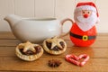 Traditional homemade mince pie and cream Royalty Free Stock Photo