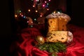 Traditional homemade panettone, sweet bread for Christmas and New Year. Royalty Free Stock Photo