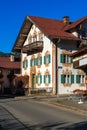 Traditional homes with Luftlmalerei frescoes, Obberamergau, Germany