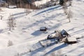 Traditional homes in Romania ,Transylvania winter in Carpathian mountains landscape Royalty Free Stock Photo