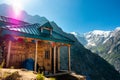 A traditional homestay nestled in the Kinner Kailash Mountain range amid mountains and valleys