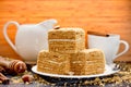 Traditional honey cake with cream Royalty Free Stock Photo