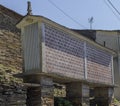 Traditional horreo typical granary, a very popular construction in the countryside of Galicia in Spain.