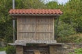 Traditional horreo typical granary, a very popular construction in the countryside of Galicia in Spain.