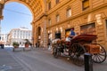 Traditional horse carts offering visitors a nostalgic city tour in Florence, Tuscany, Italy