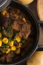 Traditional hot pot stew with meat and vegetables Royalty Free Stock Photo