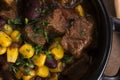 Traditional hot pot stew with meat and vegetables Royalty Free Stock Photo