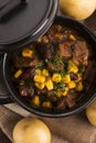 Traditional hot pot stew with meat and vegetables Royalty Free Stock Photo