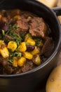 Traditional hot pot stew with meat and vegetables Royalty Free Stock Photo