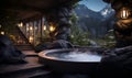 traditional hot spring spa bathing pool, ai generative
