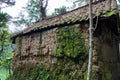 Traditional house in Bali covered with moss