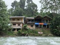 Traditional house near the river in Bukit Lawang Royalty Free Stock Photo