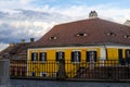 Traditional house in Sibiu with eye shaped attic windows Royalty Free Stock Photo