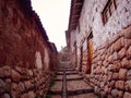 Traditional house, with stone facade, in a street in Urubamba Peru Royalty Free Stock Photo