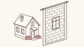 Traditional House Under Construction with Brick Wall Opening, vector design Generative AI Royalty Free Stock Photo