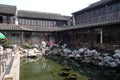 Traditional houses along the Grand Canal, ancient town of Yuehe in Jiaxing, China Royalty Free Stock Photo